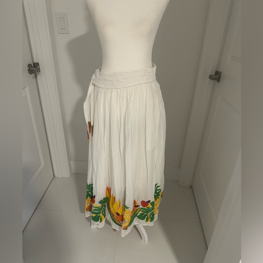 FARM Rio White Skirt with Colorful Tag